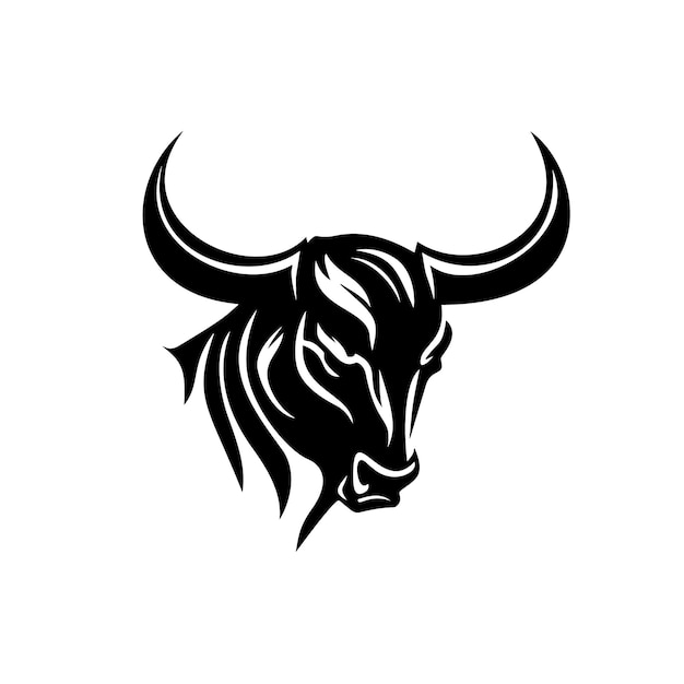 白い背景の野生動物のベクトル図に雄牛のデザインのベクトル