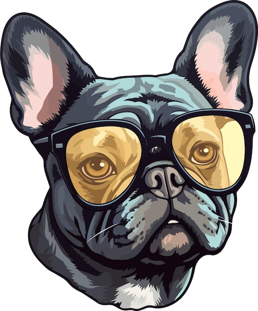 Vector vector bulldog wear sunglasses