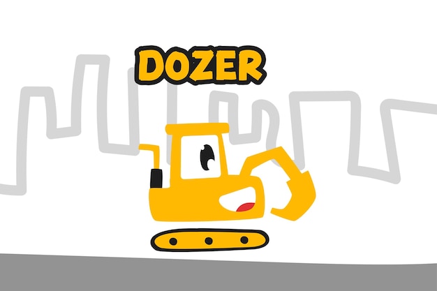 Vector bulldozer cartoon for kids concept design illustration