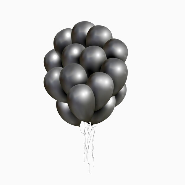 Vector bunch of black glossy balloons