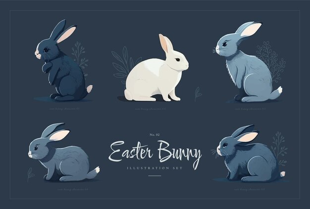 Vector bunnies set