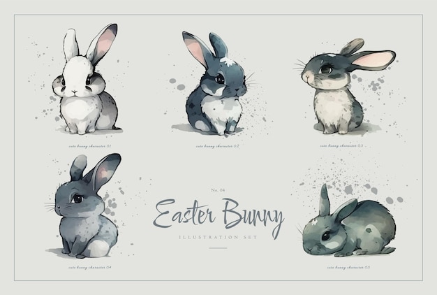 Vector bunnies set