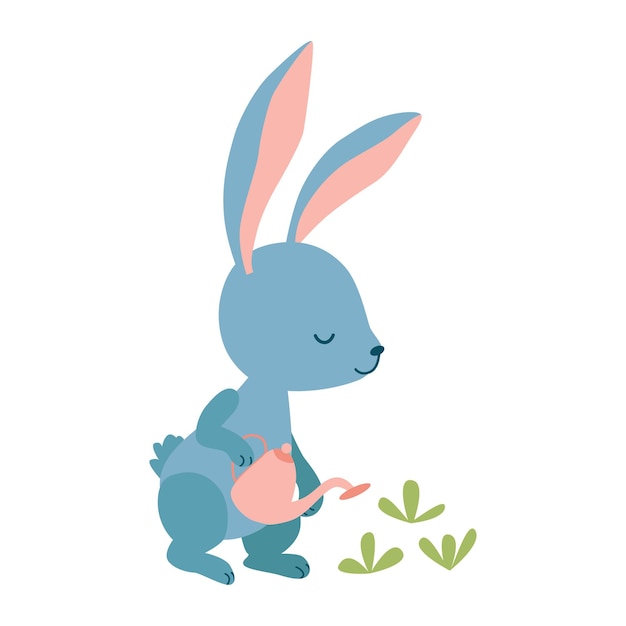 Vector bunny blue color illustration