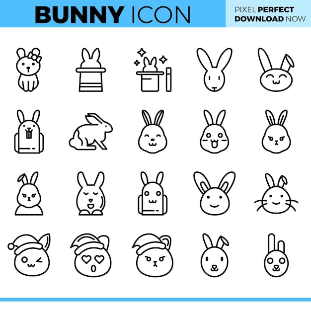 Vector Bunny icon set