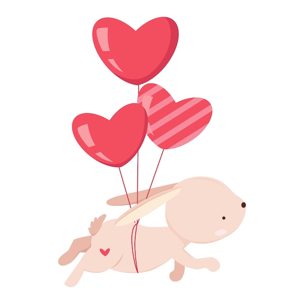 Vector bunny love valentine hearts, romantic