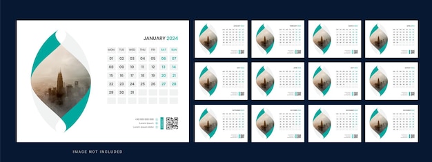 Vector bureau kalendersjabloon 2024