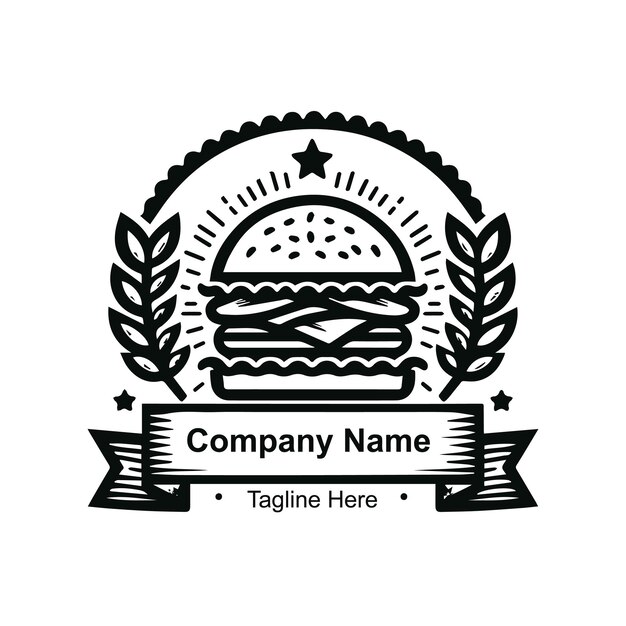 Vector vector burger badge logo mono line