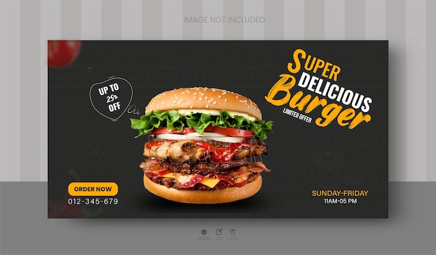 Vector Burger billboard and web banner design template