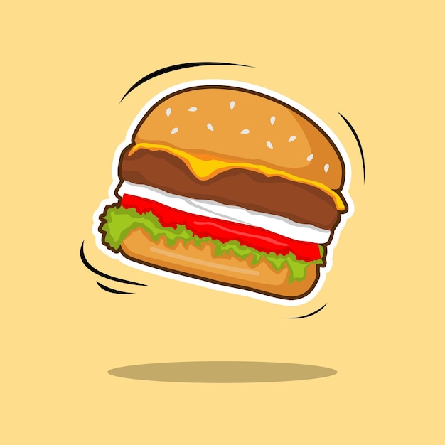 vector burger cartoon hamburger fast food illustration