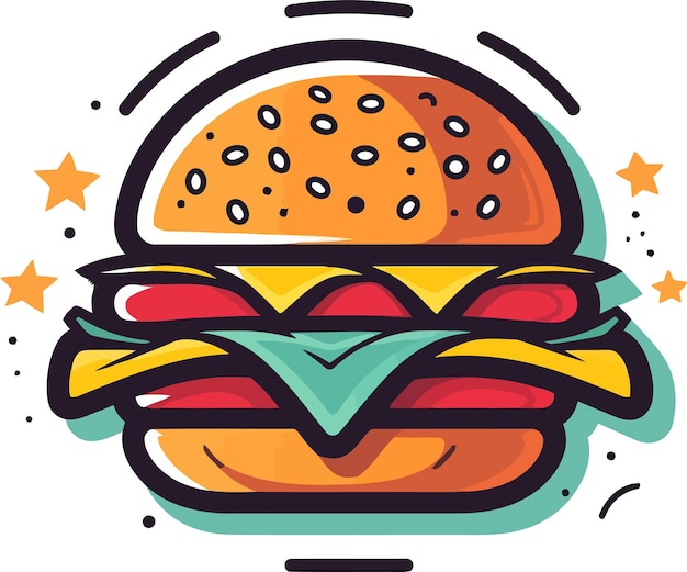 Vector of burger cartoon illustration