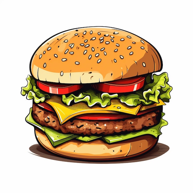 vector burger food hamburger illustration icon fast design meal meat sandwich restaurant