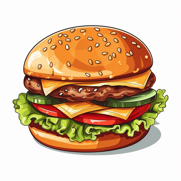 Vector burger food hamburger illustration icon fast design meal meat sandwich restaurant