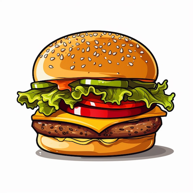 Hamburger vettoriale icona illustrazione cibo hamburger foto veloci doodle illustrazioni vettoriali artistiche