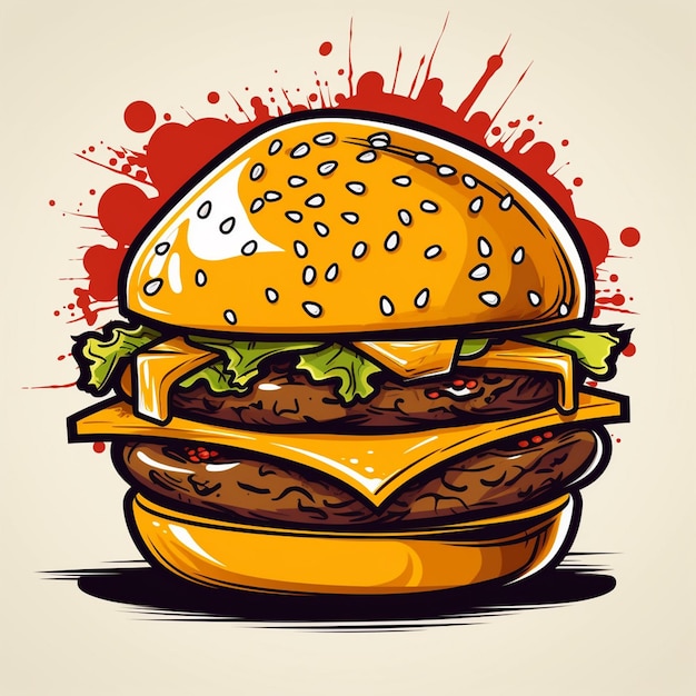 vector burger hamburger food illustration icon fast photo doodle vector art illustrations