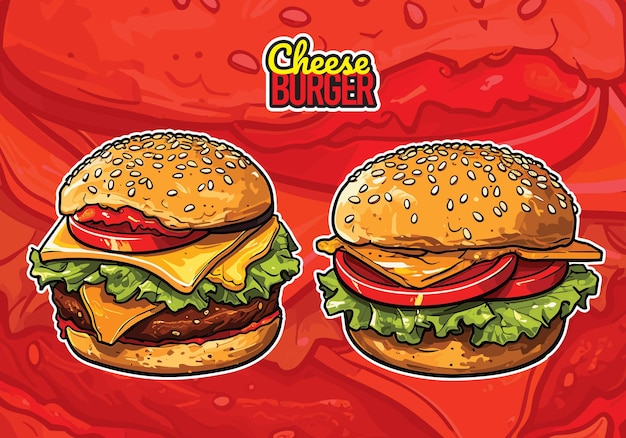 Vector vector burger hamburger food illustration