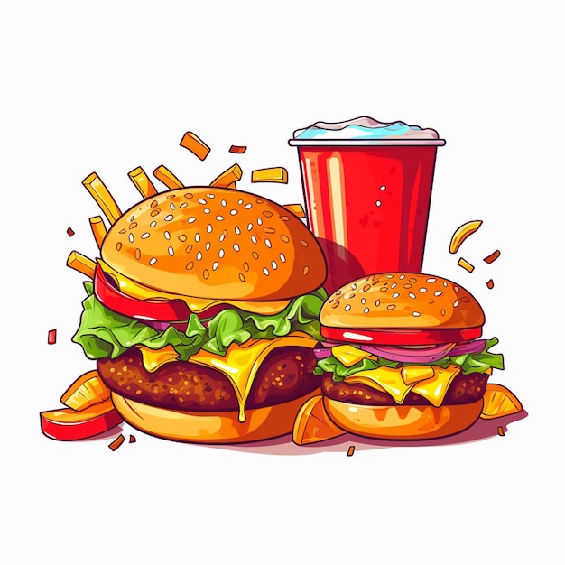 Vector burger icon voedsel hamburger illustratie fast menu restaurant pizza sandwich lunch