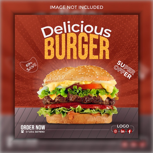 Vector burger social media post design