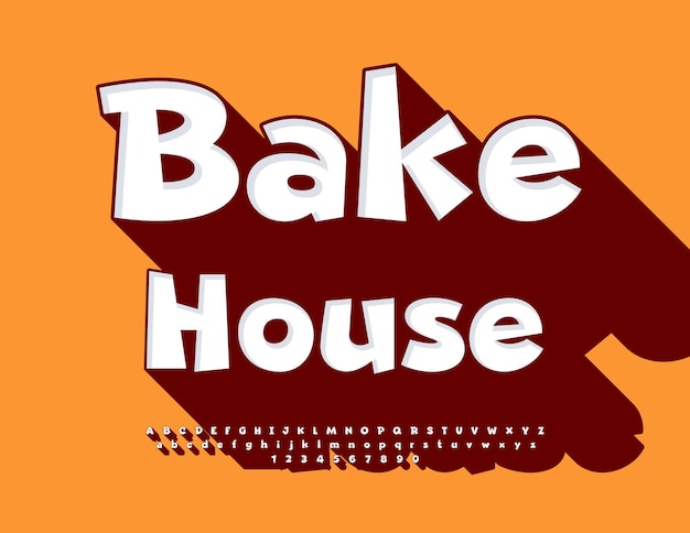 Векторный бизнес-баннер bake house с 3d игривым шрифтом изометрический алфавитные буквы и цифры