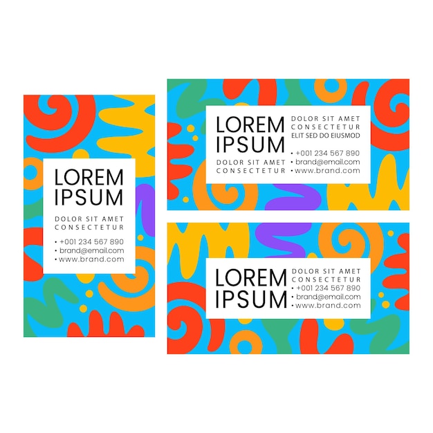 vector business card childish doodle shape bright templates
