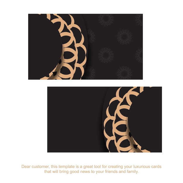 Vector Business card design in black color with luxury patterns. Stylish business cards with a place for your text and vintage ornaments.