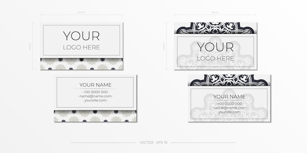 Vector Business card template in black and white color with abstract patterns Printready business card design with monogram ornament