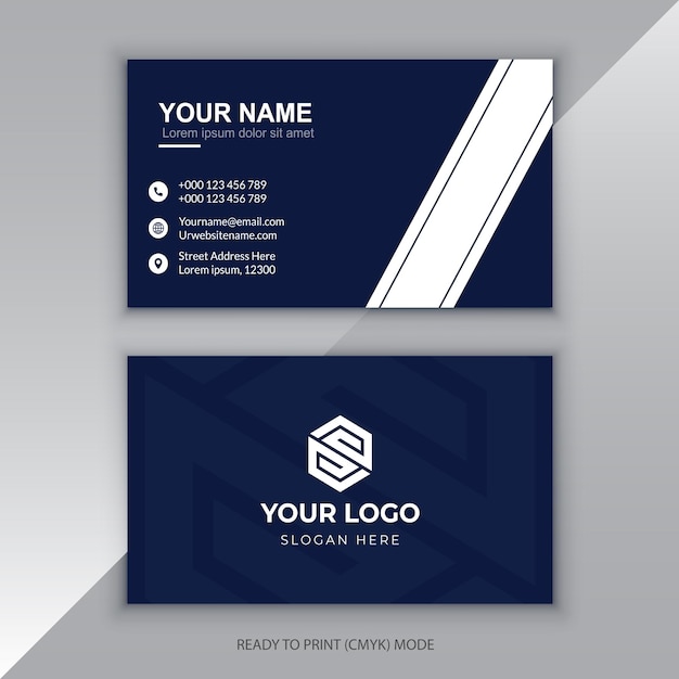 Vector business card template blue and white