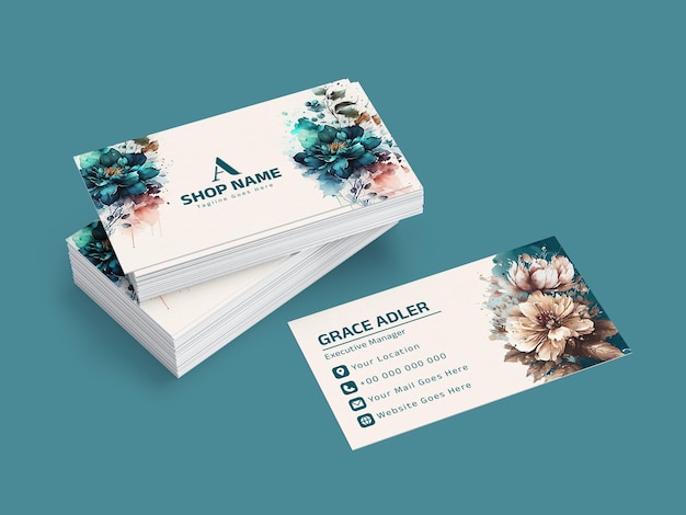 Vector Business Card Template Design with Floral on it