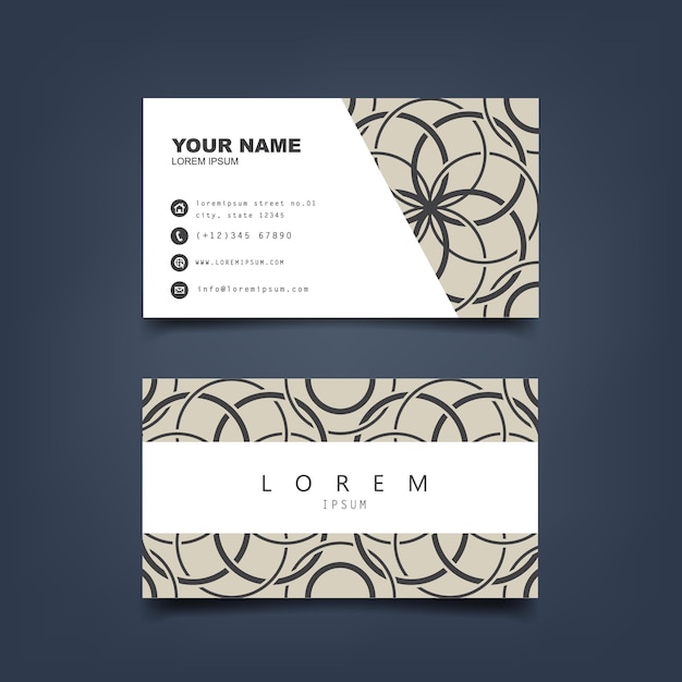 Vector business card template with floral mandala ornament