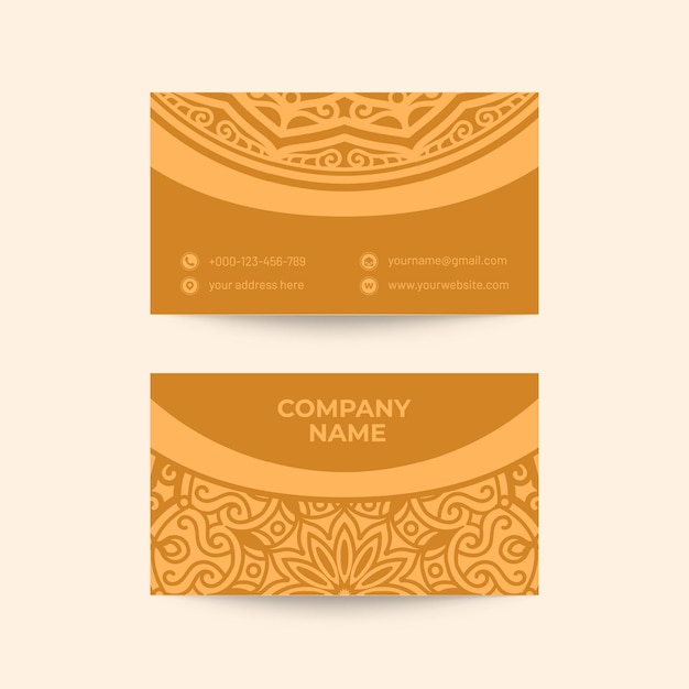 Vector business card with a mandala business card design with decorative element