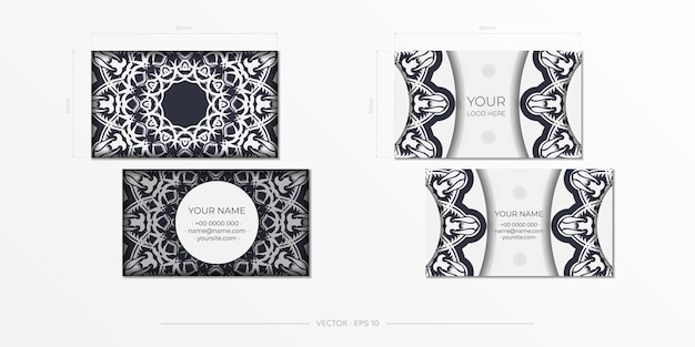 Векторные визитные карточки в черно-белых тонах с абстрактным орнаментом дизайн визитных карточек с узорами монограммы