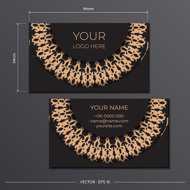 Vector vector business cards with luxurious ornaments. vector template for print design of business cards in black with vintage ornament.