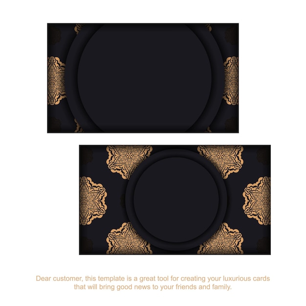 Vector business cards with place for your text and vintage ornaments. Template for print design of business cards in black with luxury ornaments.