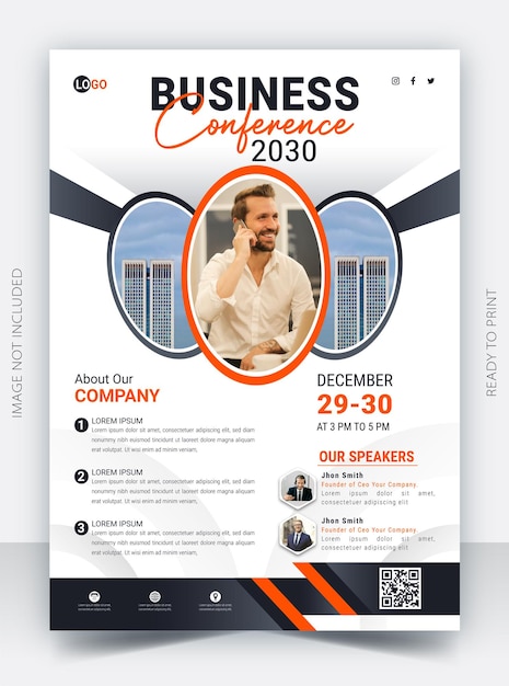 Vector vector business conference flyer print template