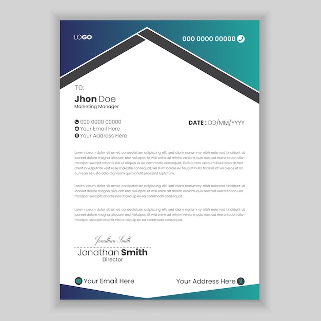 Vector business and corporate letterhead design template with modern and minimalistic layout