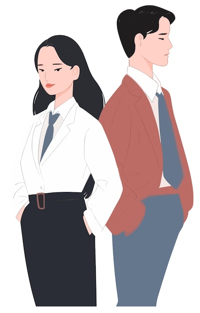 Vector business couple greeting