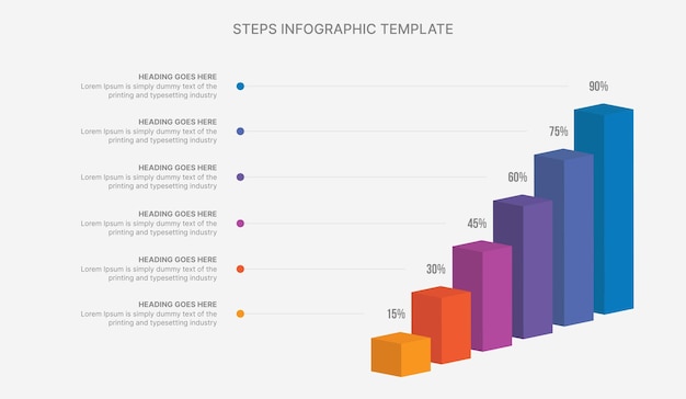 vector business growth infographic chart template design with 6 steps