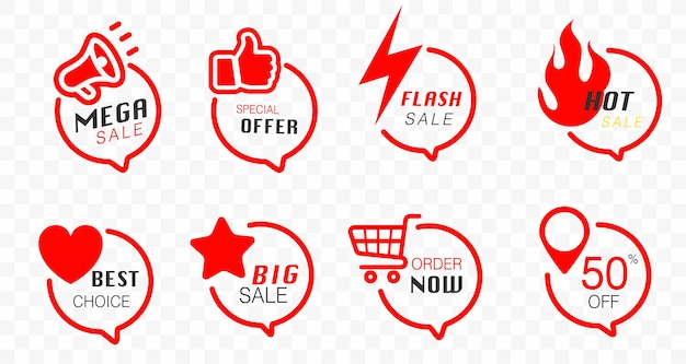 Vector business icons modern labels and tags speech bubbles stickers creative design Shopping and Best choice price badge special offer big sale and new