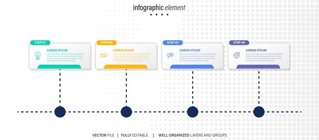 Informazioni di business vettoriale grafica linea temporale fasi informazioni grafica modello di progettazione