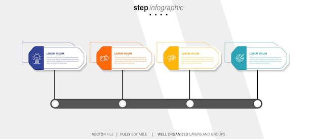 Informazioni di business vettoriale grafica linea temporale fasi informazioni grafica modello di progettazione