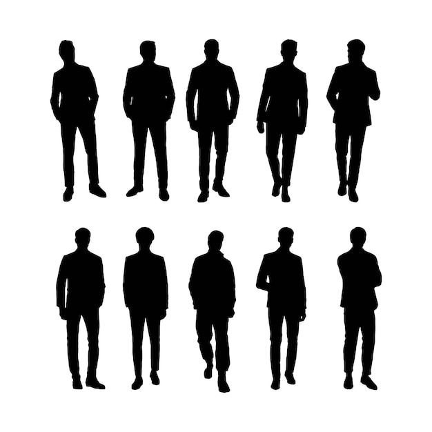 Vector business man silhouetteset di sagome di uomini d'affari sagome sfondo isolato