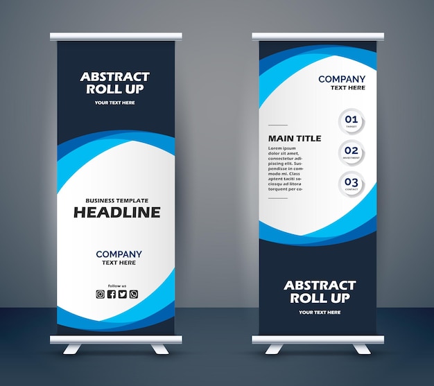 Vettore vector business roll up display standee per scopi di presentazione