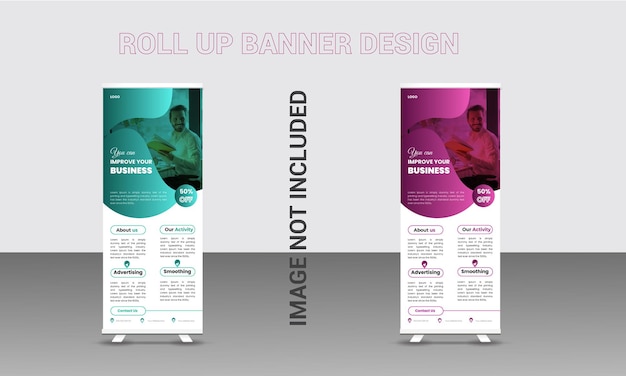 Vector business rollup banner template 2 color set