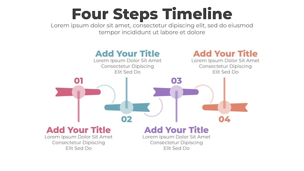 Инфографический шаблон векторной бизнес-хронологии с 4 шагами