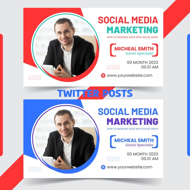 Vector business twitter post banner cover template