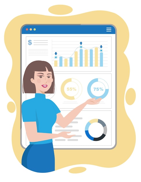 Vector business woman graphic presentation