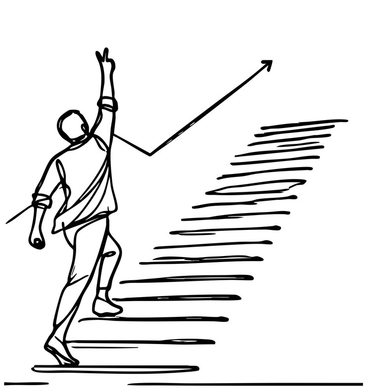 वेक्टर vector of businessman go on stairs to reach successful victory