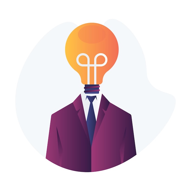 Vector businessman with a bulb in the head