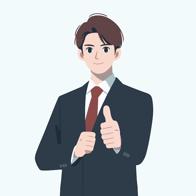 Vector businessman with thumbs up expression