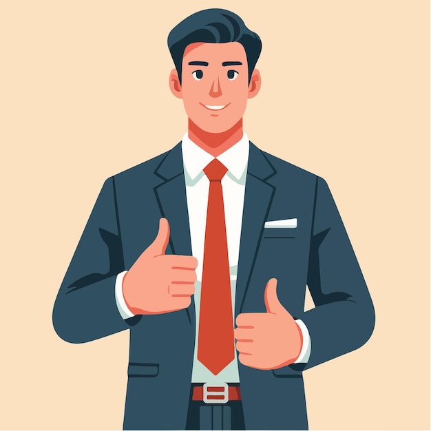 Vector vector businessman with thumbs up expression