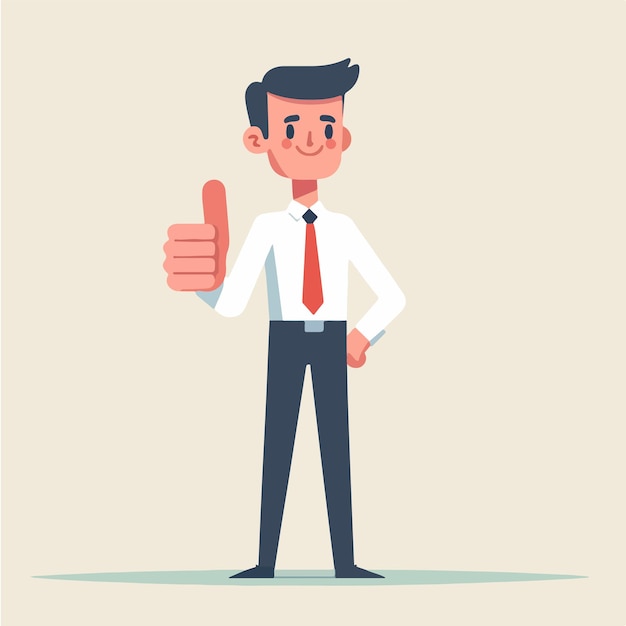 Vector businessman with thumbs up expression